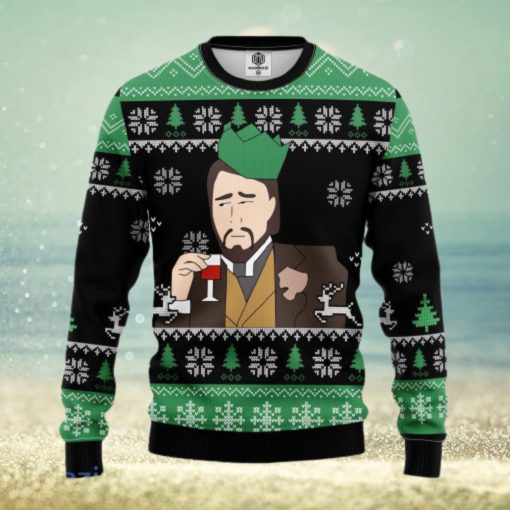 Leonardo Dicaprio Drinking Meme Ugly Christmas Sweater 3D Gift For Men And Women