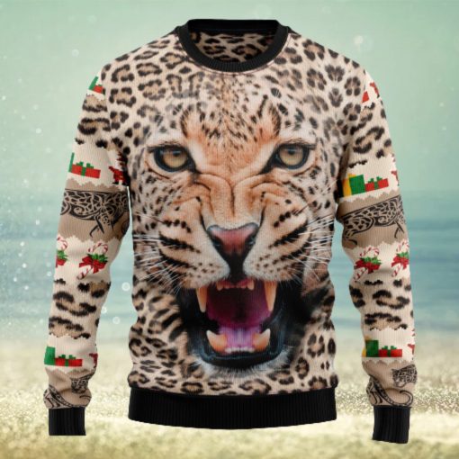 Leopard Cute Face Ugly Christmas Sweater Thankgiving Gift Men Women