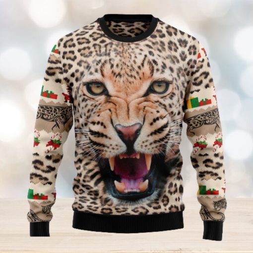 Leopard Cute Face Ugly Christmas Sweater Thankgiving Gift Men Women