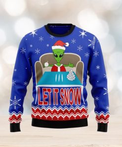 Let It Snow Alien Santa Ugly Christmas Sweater