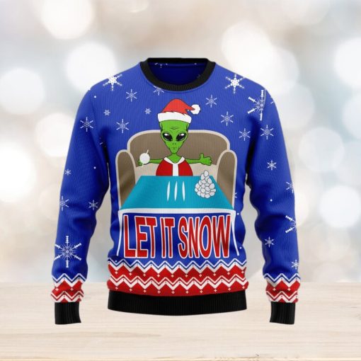 Let It Snow Alien Santa Ugly Christmas Sweater