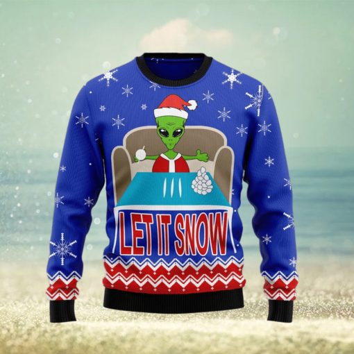 Let It Snow Alien Santa Ugly Christmas Sweater