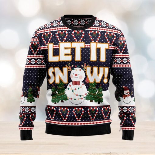 Let It Snow Cute Snowman Ugly Christmas Sweater