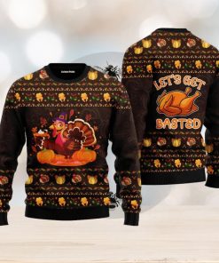 Lets Get Basted Turkey Thanksgiving Ugly Christmas Sweater For Men And Women