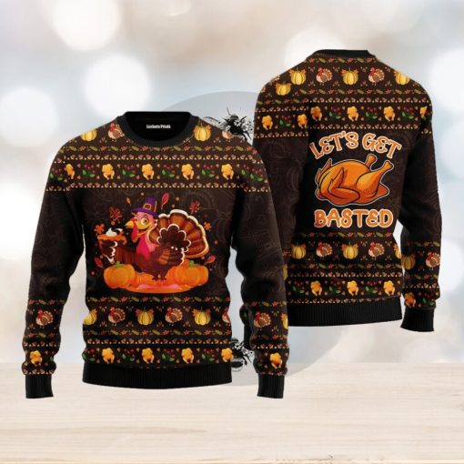 Lets Get Basted Turkey Thanksgiving Ugly Christmas Sweater For Men And Women