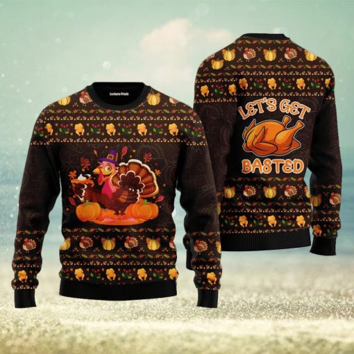 Lets Get Basted Turkey Thanksgiving Ugly Christmas Sweater For Men And Women