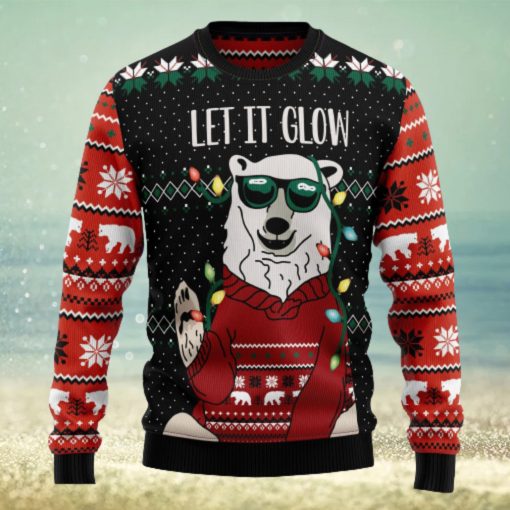 Let‘s Glow Polar Bear Ugly Christmas Sweater Thankgiving Gift Men Women