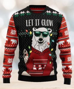 Let‘s Glow Polar Bear Ugly Christmas Sweater Thankgiving Gift Men Women