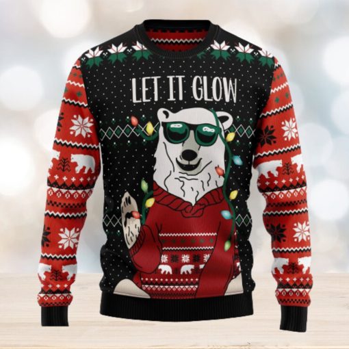 Let‘s Glow Polar Bear Ugly Christmas Sweater Thankgiving Gift Men Women