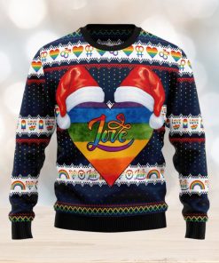 Lgbt Heart Lover Santa Hat Ugly Christmas Sweater