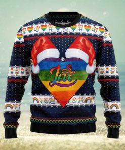 Lgbt Heart Lover Santa Hat Ugly Christmas Sweater