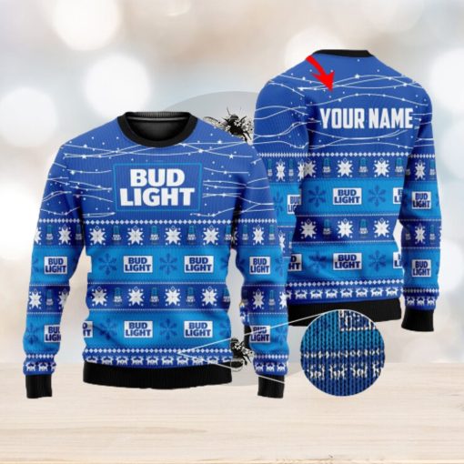 Light Line Personalized Bud Light Beer 3D All Over Printed Ugly Christmas Sweater Christmas Gift For Family