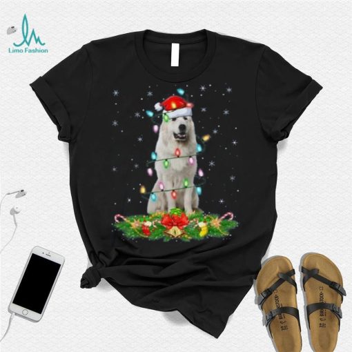 Lighting Xmas Santa Great Pyrenees Dog Christmas Unisex Shirt