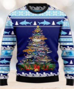 Lights Christmas Tree Santa Shark Ugly Christmas Sweater