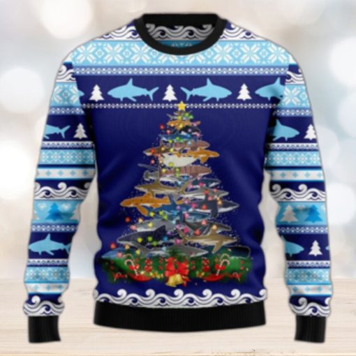 Lights Christmas Tree Santa Shark Ugly Christmas Sweater