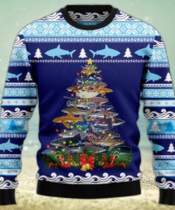 Lights Christmas Tree Santa Shark Ugly Christmas Sweater