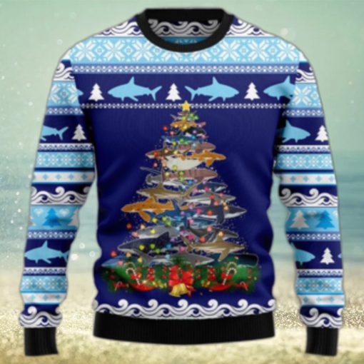 Lights Christmas Tree Santa Shark Ugly Christmas Sweater