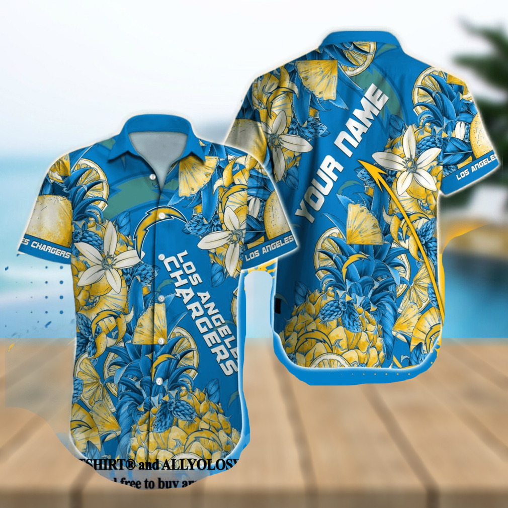 Custom Name Los Angeles Chargers Football Short Sleeve Hawaiian Shirt