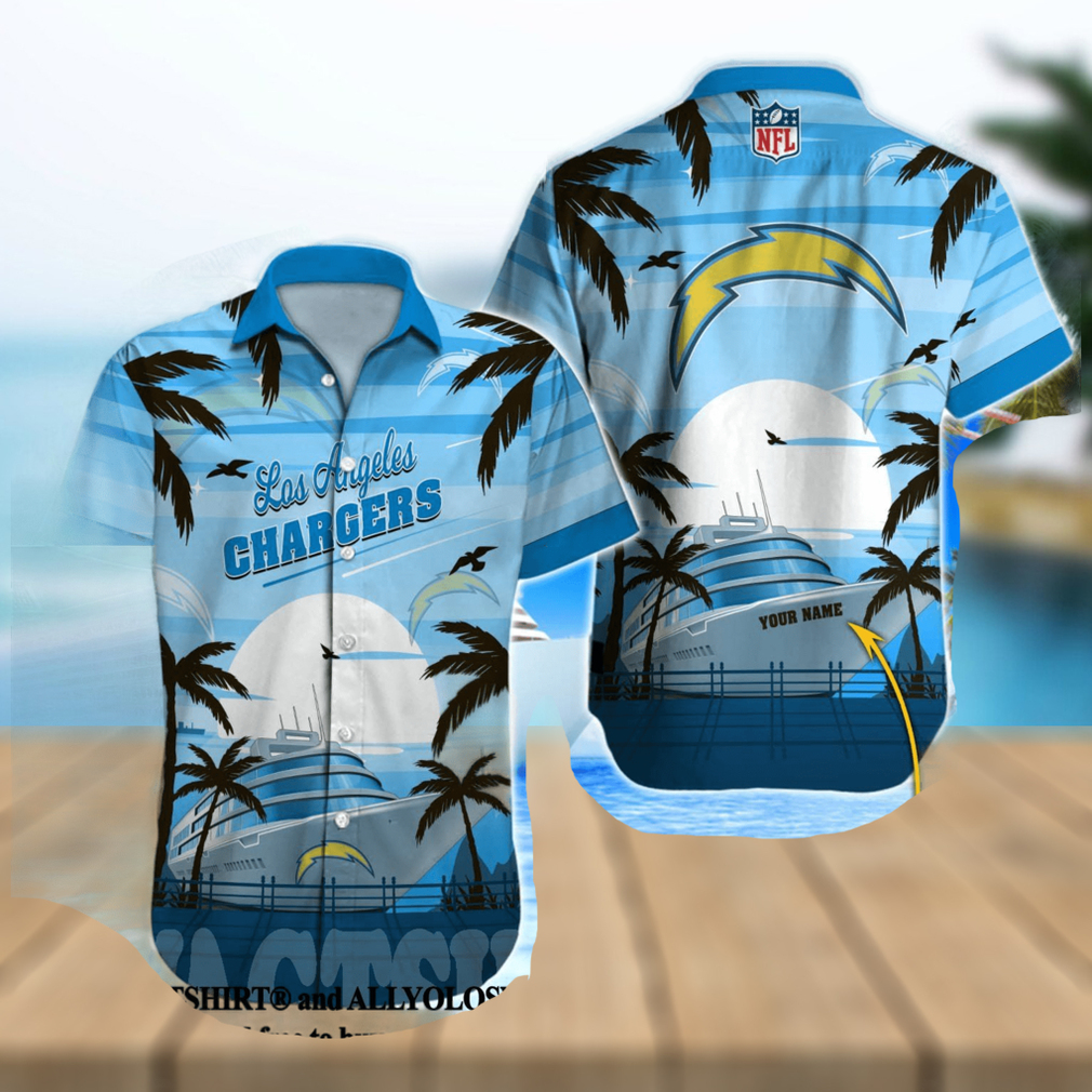 Los Angeles Chargers All Over Print Logo And Coconut Trending Summer Gift  Aloha Hawaiian Shirt