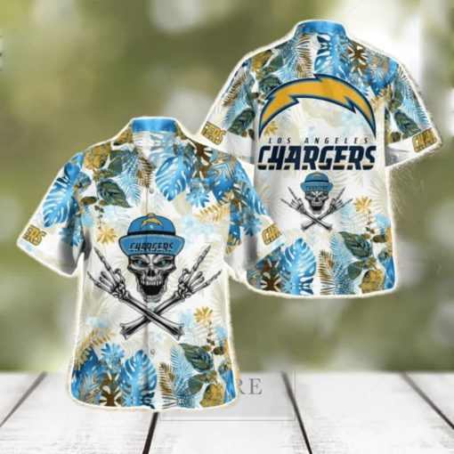 Los Angeles Chargers Skull Tropical Hawaiian Shirt