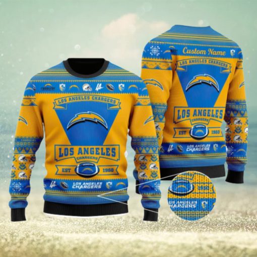 Los Angeles Chargers Team Custom Name Ugly Christmas Sweater For Men And Women Sport Gift