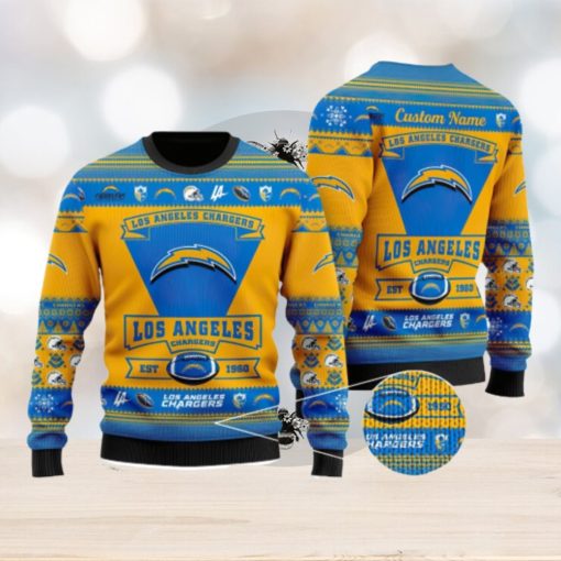 Los Angeles Chargers Team Custom Name Ugly Christmas Sweater For Men And Women Sport Gift