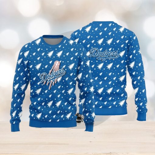 Los Angeles Dodgers Christmas Pine Tree Patterns Pattern Knitted Ugly Christmas Sweater AOP Gift For Men And Women