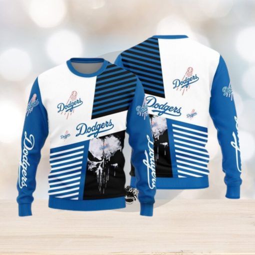 Los Angeles Dodgers Skull Pattern Knitted Ugly Christmas Sweater AOP Gift For Men And Women