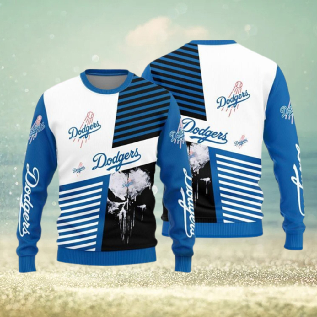 Los Angeles Dodgers Skull Pattern Knitted Ugly Christmas Sweater AOP Gift  For Men And Women - Limotees