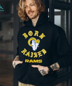 Official Born x raised los angeles rams on the turf vamos rams t shirt