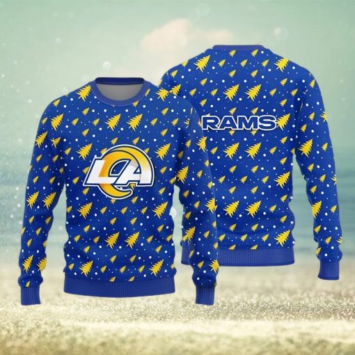 Los Angeles Rams Teams Pine Tree Patterns Pattern Knitted Sweater For Christmas