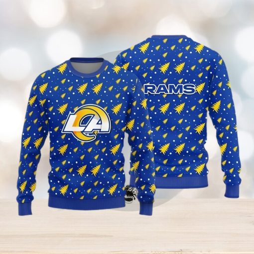 Los Angeles Rams Teams Pine Tree Patterns Pattern Knitted Sweater For Christmas