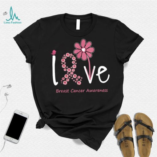 Love Breast Cancer Pink Ribbon Floral For Women And Men T Shirt