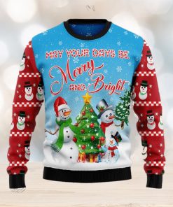 Love Snowman Merry And Bright Ugly Christmas Sweater