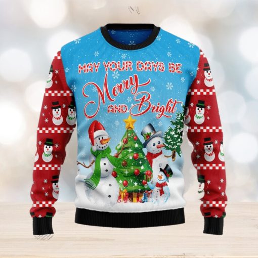 Love Snowman Merry And Bright Ugly Christmas Sweater