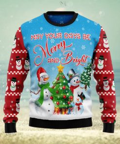 Love Snowman Merry And Bright Ugly Christmas Sweater