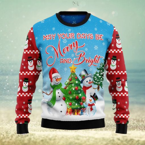 Love Snowman Merry And Bright Ugly Christmas Sweater