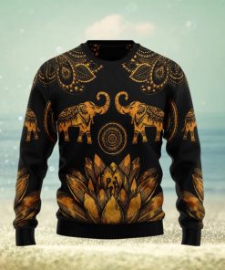 Lovely Gold Elephant Black Ugly Christmas Sweater