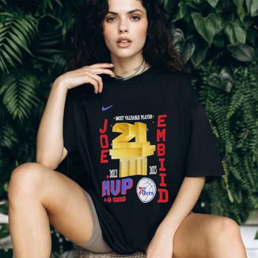 MEN’S NIKE JOEL EMBIID BLACK PHILADELPHIA 76ERS 2023 NBA MVP T SHIRT