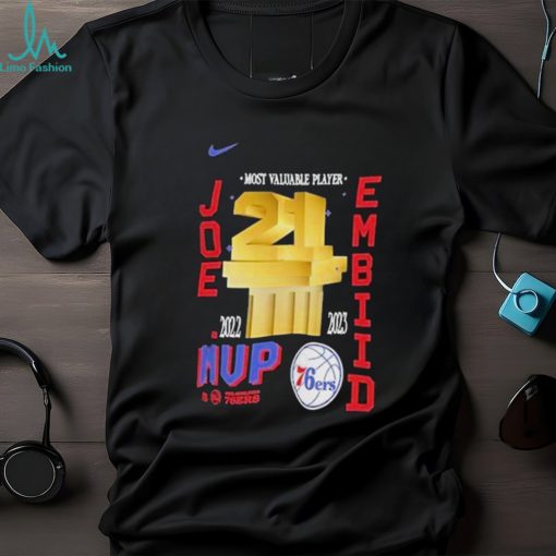 MEN’S NIKE JOEL EMBIID BLACK PHILADELPHIA 76ERS 2023 NBA MVP T SHIRT