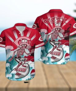 MLB Cincinnati Reds Hawaiian Shirt Funny Surfing Grateful Dead Summer Vacation Gift