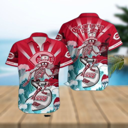 MLB Cincinnati Reds Hawaiian Shirt Funny Surfing Grateful Dead Summer Vacation Gift