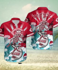 MLB Cincinnati Reds Hawaiian Shirt Funny Surfing Grateful Dead Summer Vacation Gift