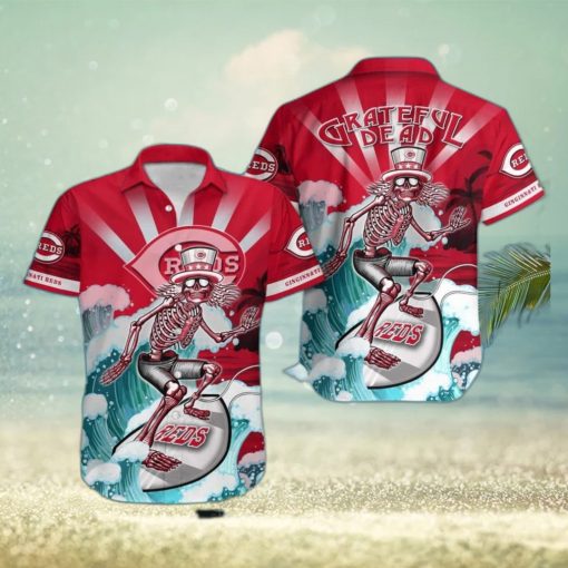 MLB Cincinnati Reds Hawaiian Shirt Funny Surfing Grateful Dead Summer Vacation Gift