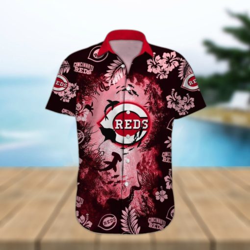 MLB Cincinnati Reds Hawaiian Shirt Marine Creatures Aloha Beach Trip Gift