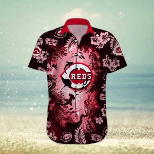 MLB Cincinnati Reds Hawaiian Shirt Marine Creatures Aloha Beach Trip Gift