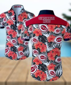 MLB Cincinnati Reds Hawaiian Shirt Red Hibiscus Flowers Beach Trip Gift