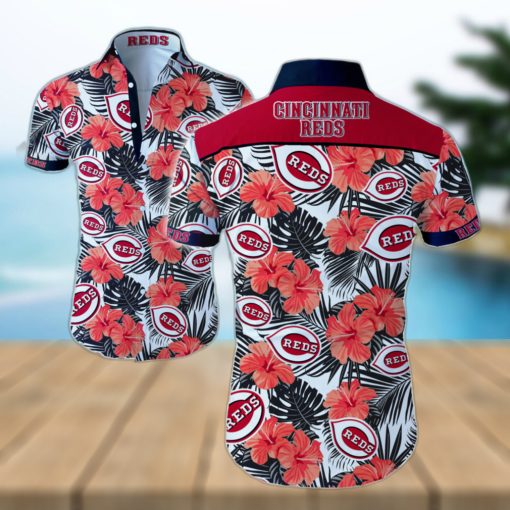 MLB Cincinnati Reds Hawaiian Shirt Red Hibiscus Flowers Beach Trip Gift