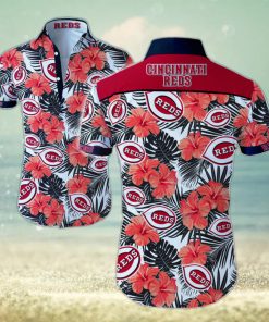 MLB Cincinnati Reds Hawaiian Shirt Red Hibiscus Flowers Beach Trip Gift