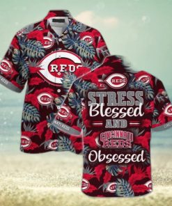 MLB Cincinnati Reds Hawaiian Shirt Stress Blessed Obsessed Aloha Beach Trip Gift